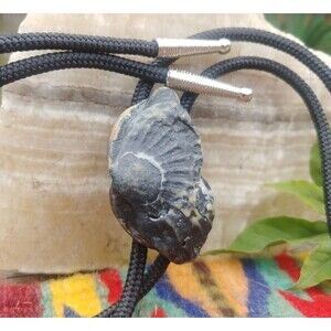 Handcrafted Black Clamshell Bolo Tie